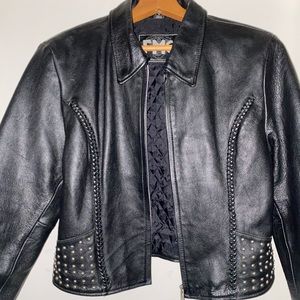 Full grain leather studded jacket